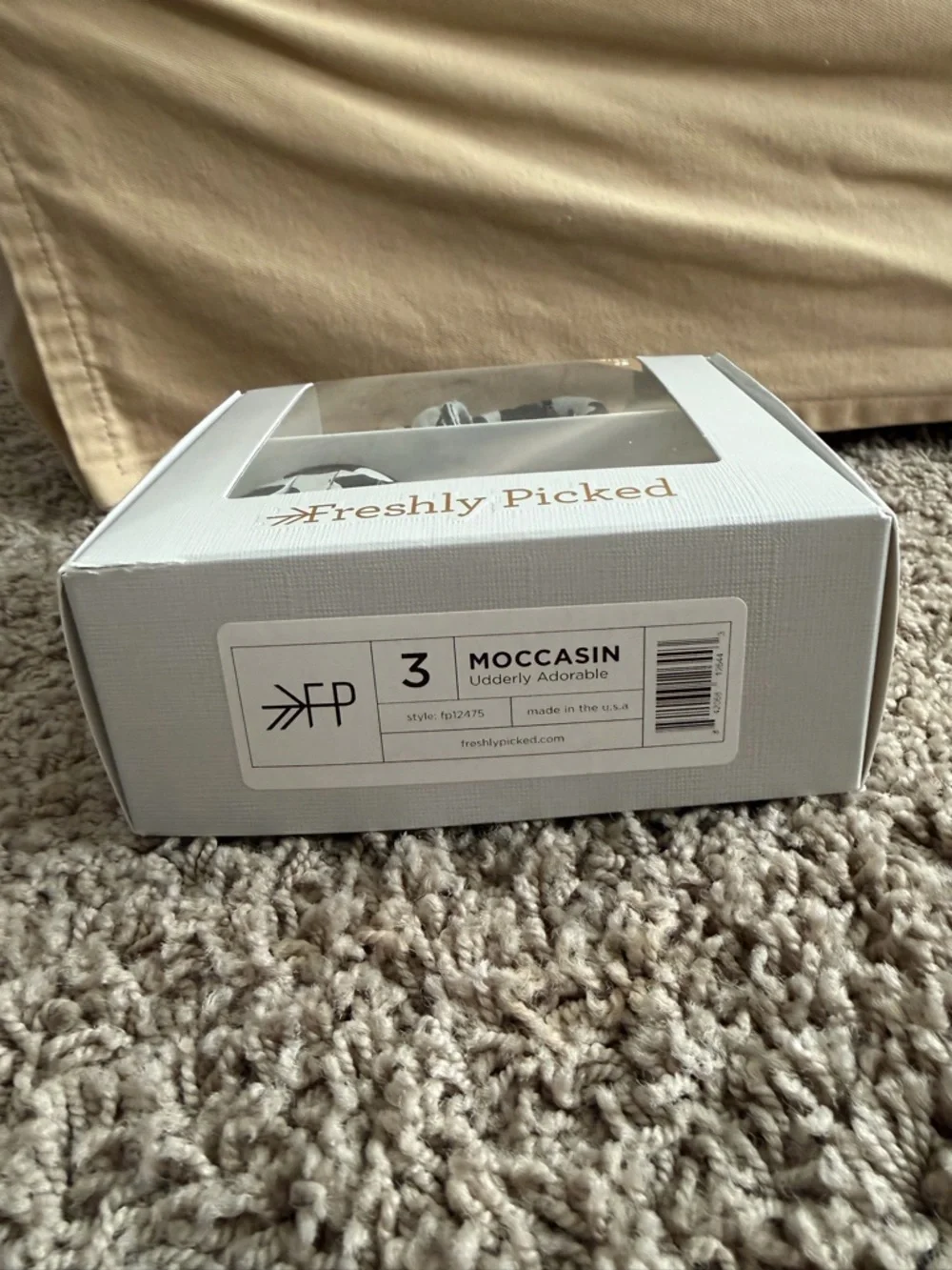 Freshly Picked Black and White Cow Print Moccasins in Box